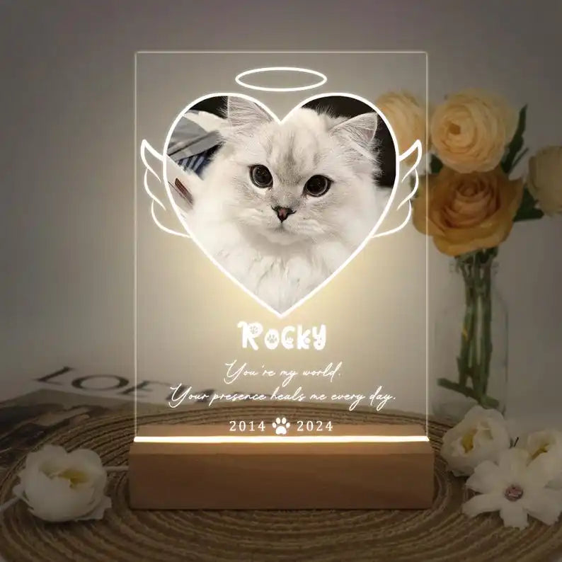 Custom Dog Photo Night Light Dog Memorial Gift Light Up Pet Memorial Acrylic Plaque Personalized Photo Gift for Pet Loss